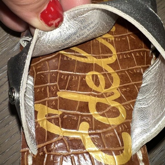 Sam Edelman Slip On Open Toe Sie 7.5M EUR 38 Silver Solid Wedges Women's - Picture 15 of 16